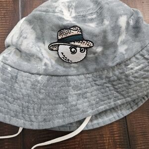 Malbon Blue Tie-Dye Bucket Hat with Smiley Patch